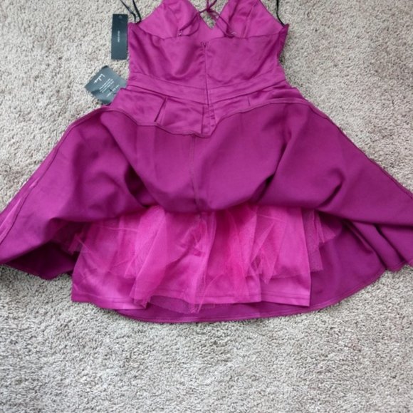 Lulu's XS Magenta Silky Pocket Dress - Picture 5 of 9